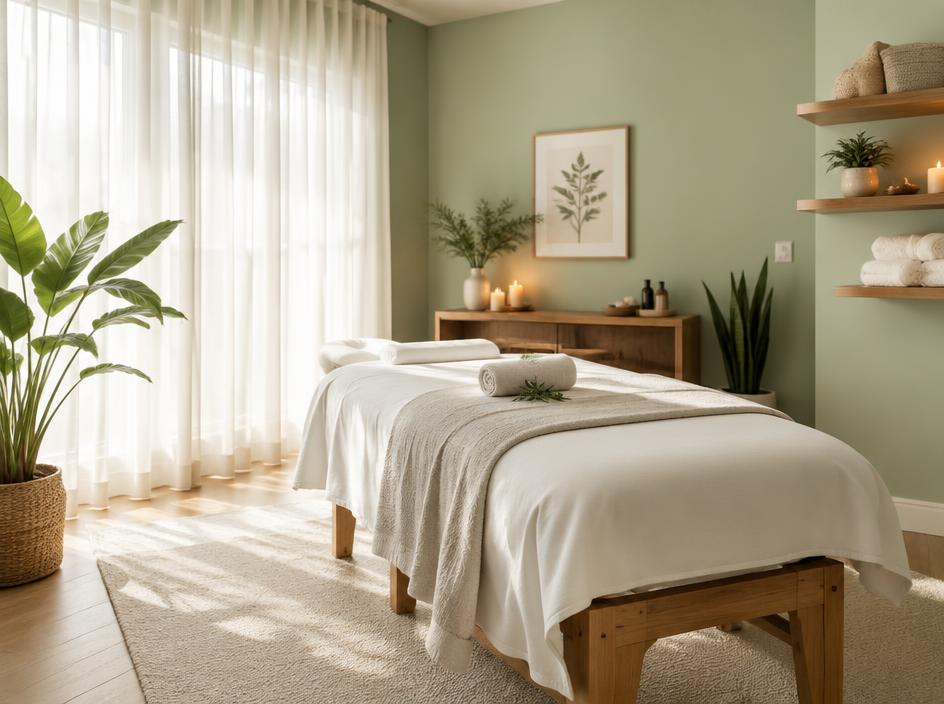 La salle de massage, lumineuse et apaisante